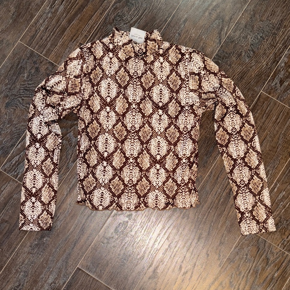 Olivia Rae Brown and Cream Patterned Top
